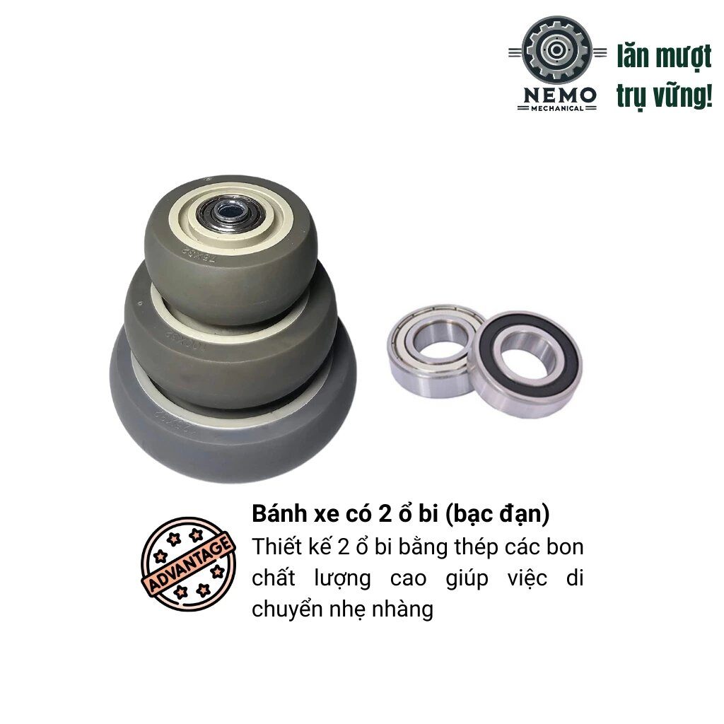 Bánh xe cao su TPR, giảm ồn hiệu quả dùng cho thiết bị y tế, nội thất di động tải trọng 80-100kg